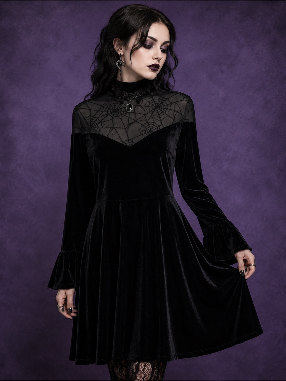 Elegant Black Velvet Dress